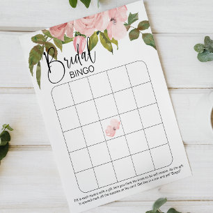 Rosas Rosa Bege Floral Elegante Bingo de Noiva