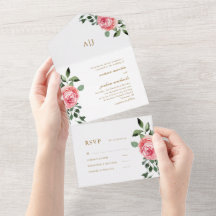 Rosas Rosa bonito Casando Tudo Em Um Convite