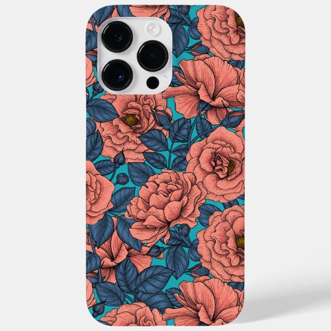 Rosas rosa com folhas azuis (Verso)