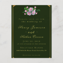 Rosas Rosa, Dourada Letoração Convite para Casamen