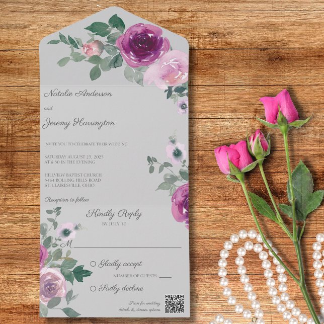Rosas rosa e fúcsia no código QR da Cinza (Criador carregado)