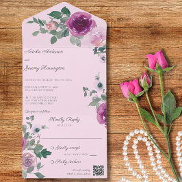 Rosas rosa e fúcsia no código QR rosa