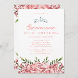 Rosas Rosa Esfareladas Convites para Quinceanera