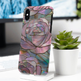 Rosas Rosa Faux Design de Vidro Mantido