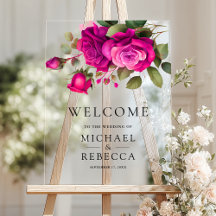 Rosas Rosa Fúcsia Quentes Bem-Vindo Casamento