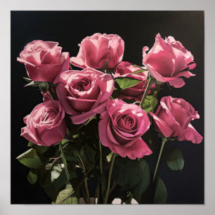Rosas Rosa, Impressão de Arte Flor Poster