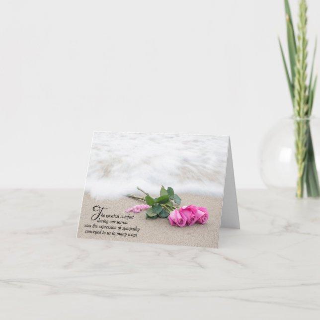 Rosas Rosa No Cartões de agradecimentos De Simpati (Frente)