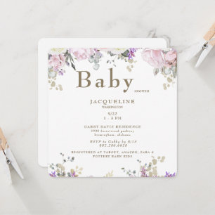 Rosas Rosa para Convite ao Chá de fraldas