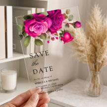Rosas Rosa Quente Fúcsia Casamento Salve a Data