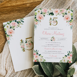 Rosas Rosa Quinceañera Convite de Aniversário Blus