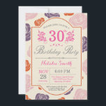 Rosas Rosa Rosa de Convite para aniversário de 30<br><div class="desc">Convite para aniversário de 30 anos Floral. Rosas cor-de-rosa laranja roxa. Mulheres,  Senhora,  Aniversário da Garota. 13 15 16º 18º 20 21rua 30 40º 50º 60º 80 de 70 100º,  qualquer idade. Para mais personalização,  clique no botão "Personalizar" e use nossa ferramenta de design para modificar este modelo.</div>