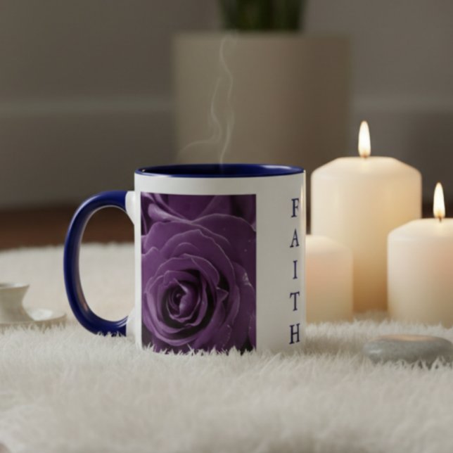 Rosas Roxas Fé 11oz Caneca de Duas Cores Azul (Purple Roses Mug)