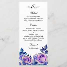 Rosas roxas menu de jantar de casamento menu flora
