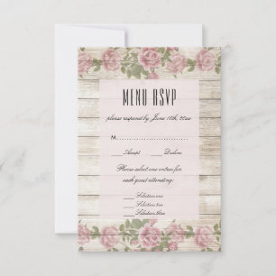 Rosas Rústicas No Menu De Casamento Em Madeira RSV