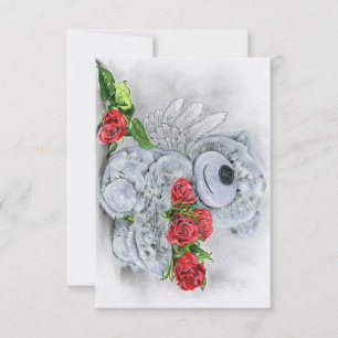 Rosas são cartões de ursinho vermelho