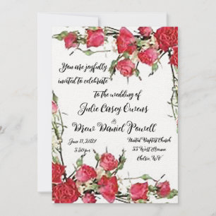 Rosas são Convite de Casamento Vermelho