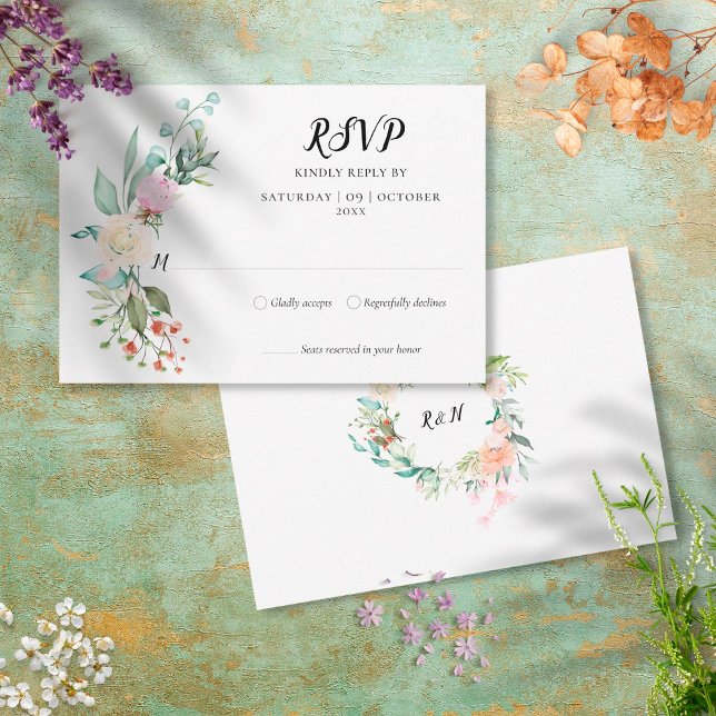 Rosas verdes de bosque floral RSVP (Criador carregado)