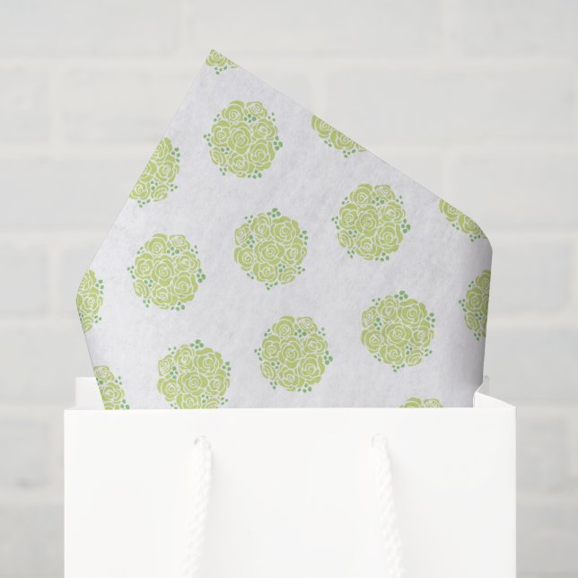 Rosas verdes em papel de seda branco (Sacola de presentes)