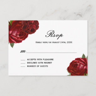 Rosas vermelhas Antigas Românticas com Placas RSVP