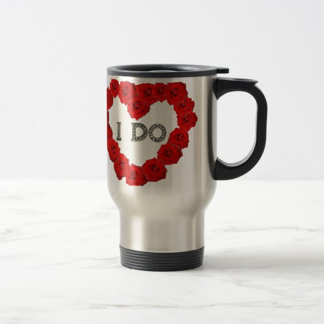 Rosas vermelhas Coração Eu Faço Bling Caneca de vi (Direita)