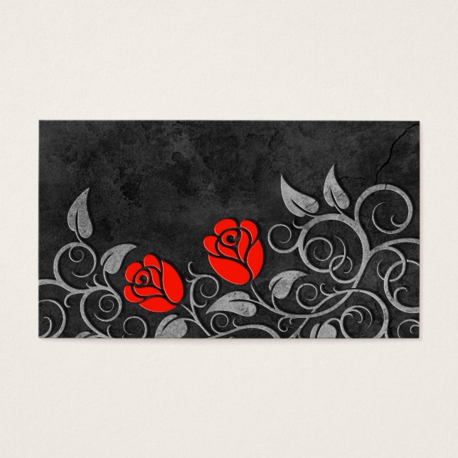 Rosas vermelhas de pedra escura giratória (Frente)