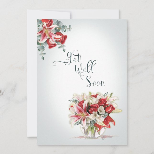 Rosas vermelhas e Buquês floristas de lírios (Frente)