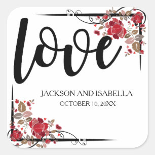 Rosas vermelhas e etiquetas personalizadas do