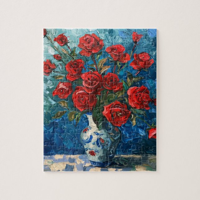 Rosas vermelhas em um Quebra-cabeça Vase (Vertical)