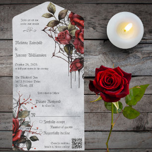 Rosas vermelhas Gotas com Código QR