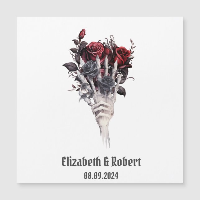 Rosas Vermelhas Góticas Esqueleto Casamento  (Frente)