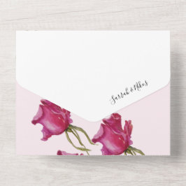Rosas Vermelhas Rosa Aquarela Pintadas à Mão