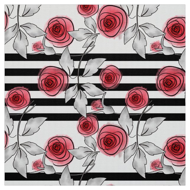 Rosas vermelhas, rosas de aquarela tecido (Modelo)