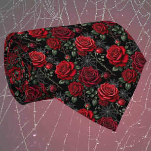 Rosás Vermelhas & Teias de Aranha Gravata Luxuos