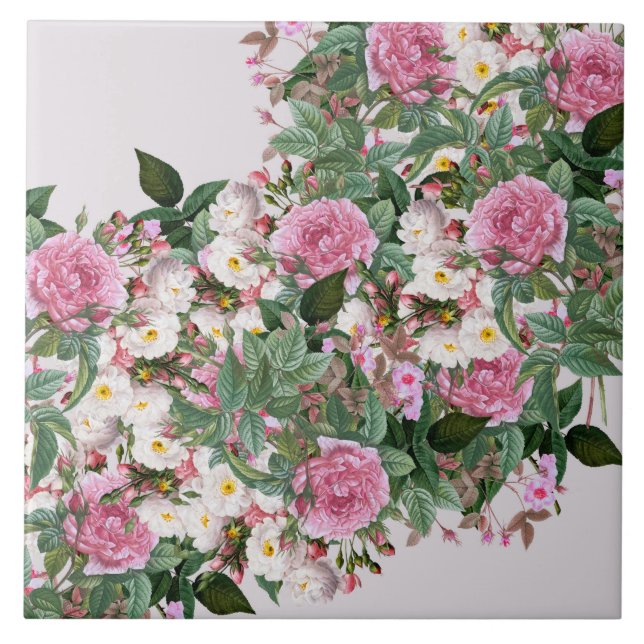rosas Vintage Azulejo cerâmico (Frente)