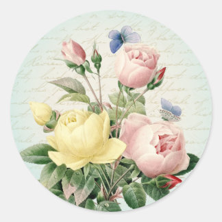 Rosas vintage, cinta floral e autocolante feminino