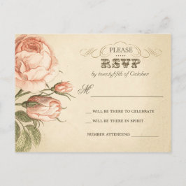 rosas vintage do casamento - cartões postais rsvp