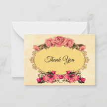 Rosas Vintage Flor Obrigado Cartões