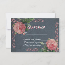Rosas Vintage na placa RSVP do quadro
