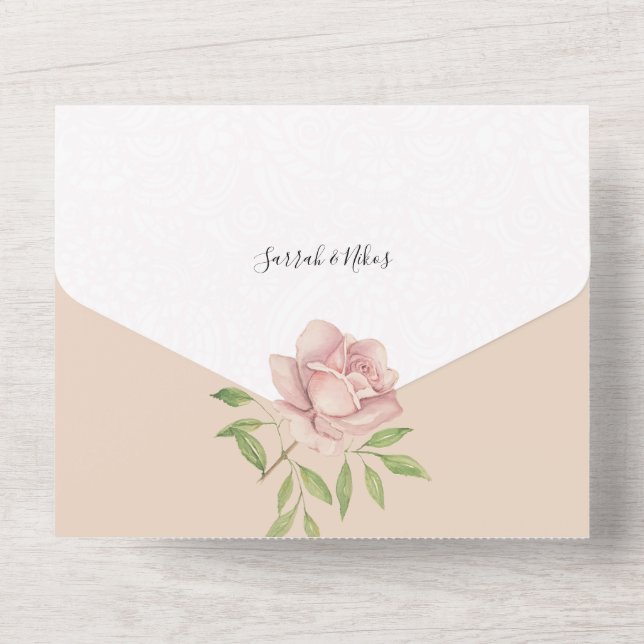 Rosas Violeta Blush Aquarela Pintado à Mão (Verso)