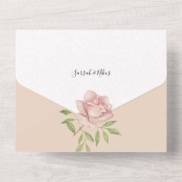 Rosas Violeta Blush Aquarela Pintado à Mão
