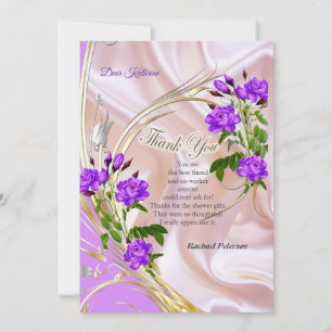 Rosas Violetas Purplish-Watercolor em Seda Rosa