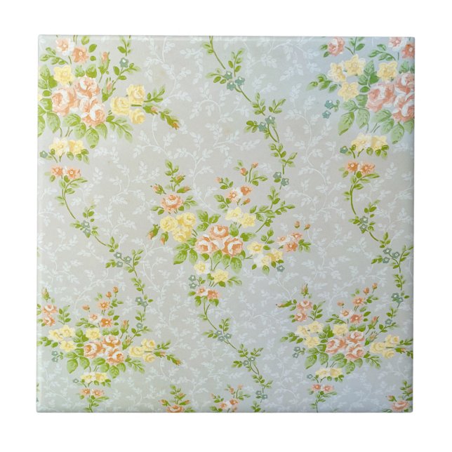 Rosas vitorianos e Azulejo cerâmico de videiras (Frente)