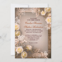 Rosas vitorianos vintage convites de casamento rús