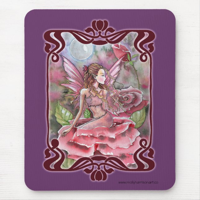 Rose Fairy Fancy Mousepad por Molly Harrison (Frente)