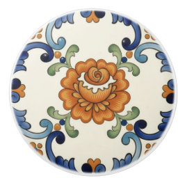 Rose Flower Mediterranean Blue Orange Cream