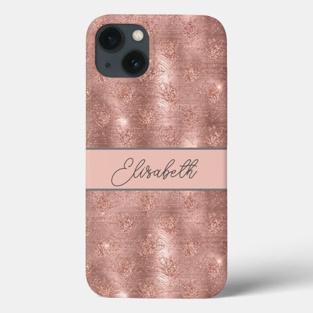 Rose Gold com Brilho Glitter Cinza Rosa Tendência  (Verso)