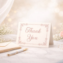 Rose Gold Estilo Filigrana Script Agradecimento