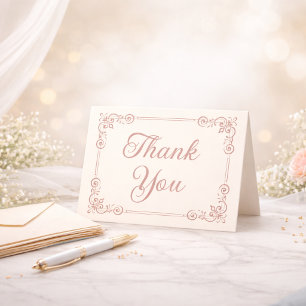 Rose Gold Estilo Filigrana Script Agradecimento