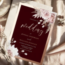Rose Gold Foil Burgundy Blush Floral Wedding