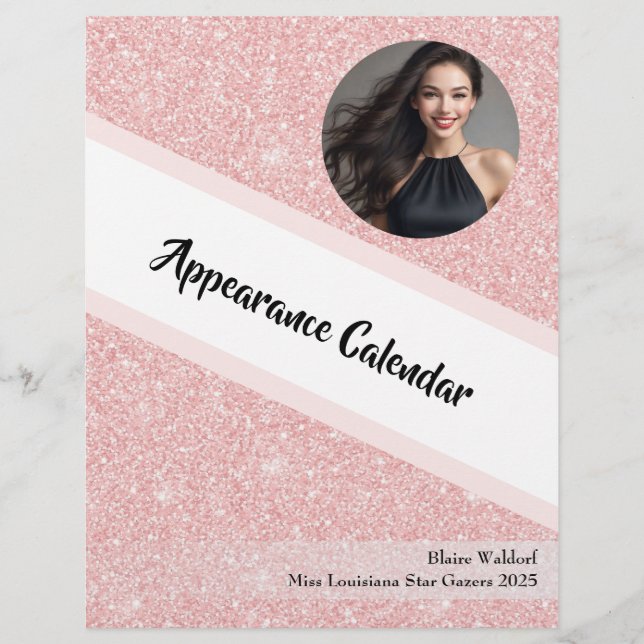Rose Gold Glitz | Página do Calendário da Pasta de (Frente)